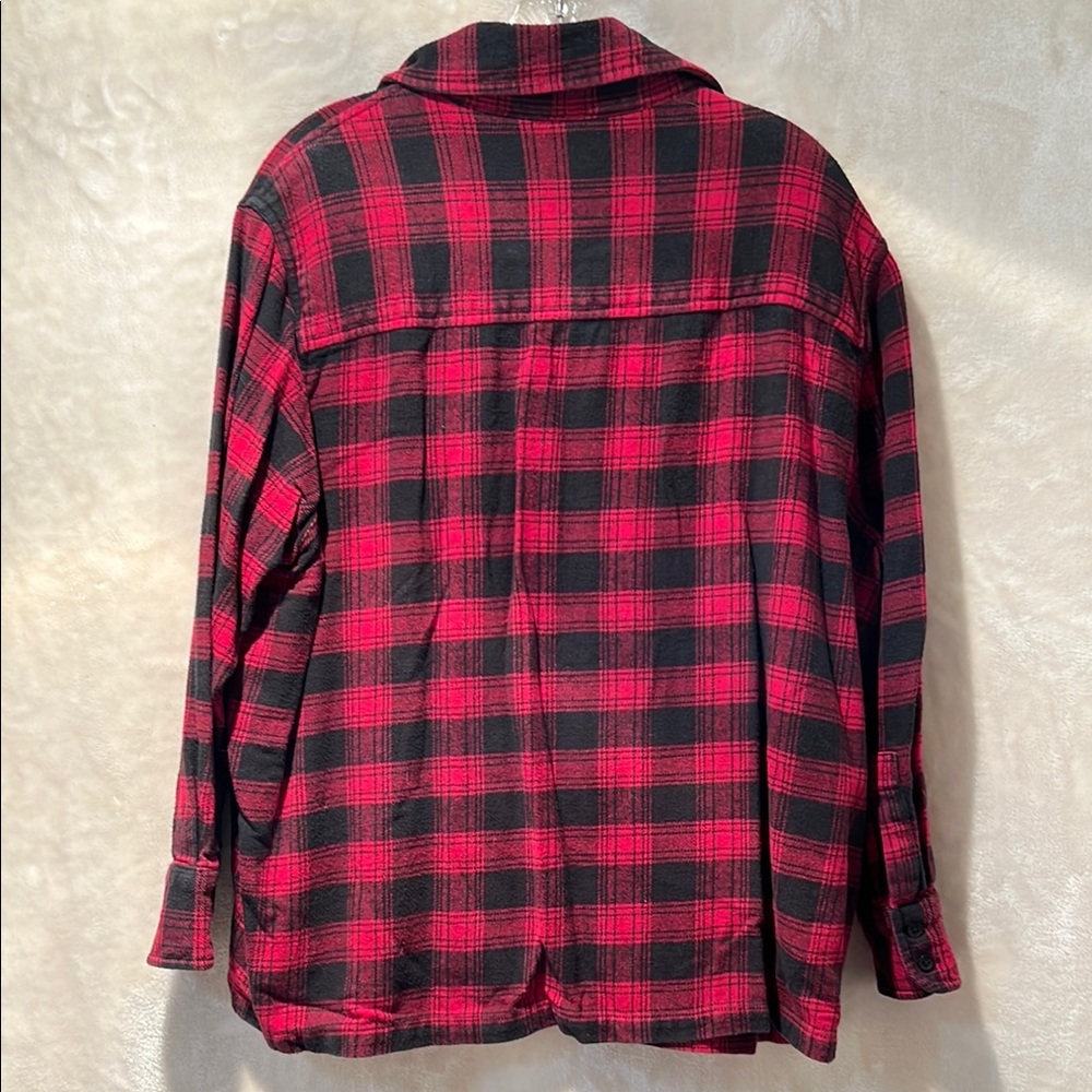 VENEZIA JEANS ♥️ VINTAGE RED/BLACK HEAVY COTTON FLANNEL PLAID SHIRT Women 18/20 - Picture 5 of 8